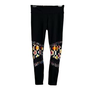 Joy Lab Women's Leggings Black with Mesh Multicolor Small
